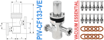 1.33" Conflat Flange Pneumatic Inline Valve (PIV-CF133-VE)