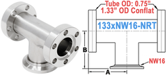 1.33" OD Conflat To NW16 Non-Reducing Tee 133xNW16-NRT