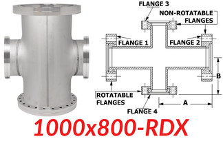 10.00"" OD CF to 8.00"" OD Conflat Reducing Cross 1000x800-RDX