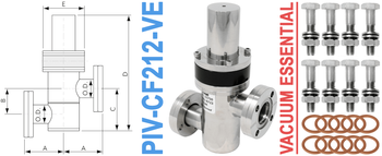 2.12" Conflat Flange Pneumatic Inline Valve (PIV-CF212-VE)