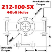 2.12" OD Conflat Flange Five-Way Cross (212-100-5X)