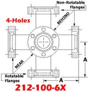 2.12" OD Conflat Flange Six-Way Cross (212-100-6X)