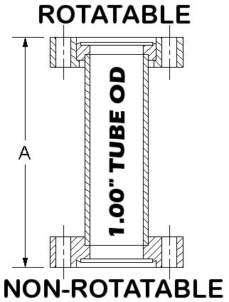 2.12" OD Conflat Flange Full Nipple, 4.10" OAL 212-100-N