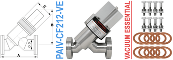 2.12" OD Conflat Angle Inline Pneumatic Valve PAIV-CF212-VE