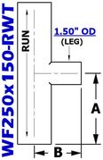 2.50" OD x 1.50" OD Reducing Tee (WF250x150-RWT)