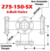 2.75" OD Conflat Flange Five-Way Cross (275-150-5X)