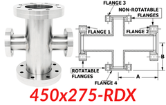 4.50"" OD CF to 2.75"" OD Conflat Reducing Cross 450x275-RDX