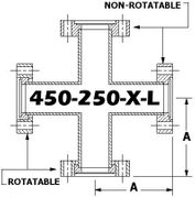 4.50"" OD Conflat Flange FOUR WAY CROSS (Long) (450-250-X-L)