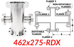 4.62"" OD CF to 2.75"" OD Conflat Reducing Cross 462x275-RWX