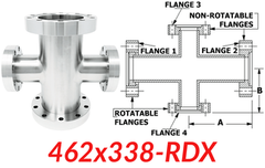 4.62"" OD CF to 3.38"" OD Conflat Reducing Cross 462x338-RDX