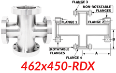 4.62"" OD CF to 4.50"" OD Conflat Reducing Cross 462x450-RDX