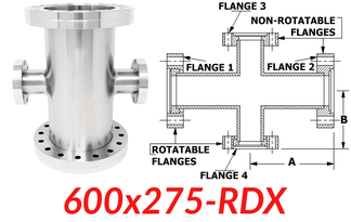 6.00"" OD CF to 2.75"" OD Conflat Reducing Cross 600x275-RDX