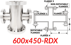 6.00"" OD CF to 4.50"" OD Conflat Reducing Cross 600x450-RDX