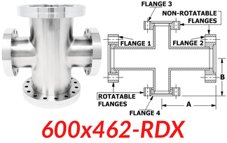 6.00"" OD CF to 4.62"" OD Conflat Reducing Cross 600x462-RDX