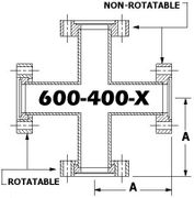 6.00"" OD Conflat Flange FOUR WAY CROSS (Short) (600-400-X)