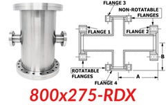 8.00"" OD CF to 2.75"" OD Conflat Reducing Cross 800x275-RDX