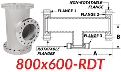 8.00" CF to 6.00" CF Reducing Tee (800x600-RDT)