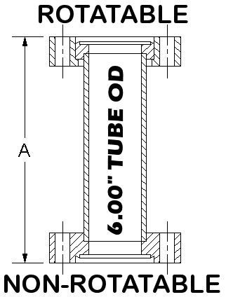 8.00" OD Conflat Flange Full Nipple, 13.12" OAL 800-600-N-L