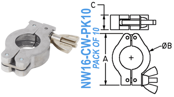 Aluminum Wing Clamp Fits: NW10 & NW16 (NW16-CW-PK10)