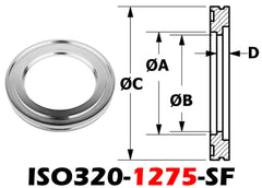 ISO320 to 12.75" Tube (Pipe OD) Short Weld Flange 304 Stainless (ISO320-1275-SF)