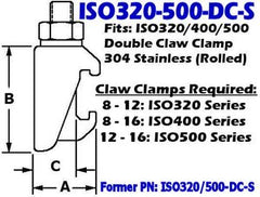 ISO320 Thru ISO500 Stainless Claw Clamp ISO320-500-DC-S