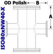 ISO80 to NW40 Series Reducing Cross (ISO80xNW40-X)