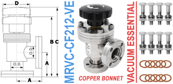 2.12" OD Conflat Manual Right Angle Valve (MRVC-CF212-VE)