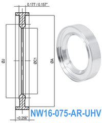 NW16 HV to UHV Metal Seal Centering Ring NW16-075-AR-UHV