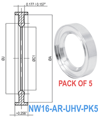 NW16 HV to UHV Metal Seal Centering Ring NW16-AR-UHV-PK5