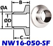 NW16 Short Weld Flange (NW16-050-SF-OS)