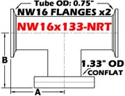 NW16 To 1.33" OD Conflat Non-Reducing Tee NW16x133-NRT