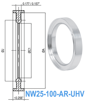 NW25 HV to UHV Metal Seal Centering Ring NW25-100-AR-UHV