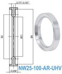 NW25 HV to UHV Metal Seal Centering Ring NW25-100-AR-UHV