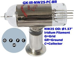 NW25 Platinum Coated Ion Gauge Tube GK-IR-NW25-PC-BR