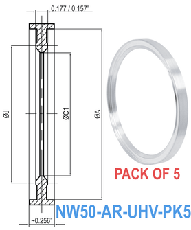 NW50 HV to UHV Metal Seal Centering Rings NW50-AR-UHV-PK5