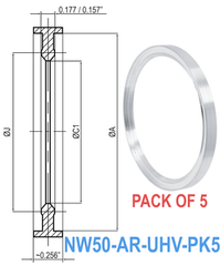 NW50 HV to UHV Metal Seal Centering Rings NW50-AR-UHV-PK5