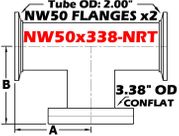 NW50 To 3.38" OD Conflat Non-Reducing Tee NW50x338-NRT