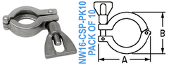 Stainless Wing Clamp Fits: NW10 & NW16 (NW16-CSP-PK10)