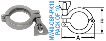 Stainless Wing Clamp Fits: NW40 (NW40-CSP-PK10)