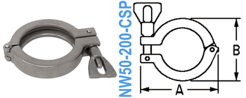 Stainless Wing Clamp Fits: NW50 (NW50-200-CSP-OS)